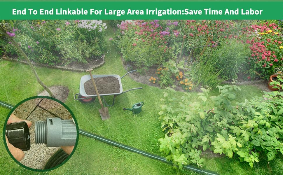Watoo 2026 Sprinkler Hose & Soaker Hose for Yard - 150FT (50 * 3) Reinforced Flat Garden Hose with Holes, Heavy Duty No-Kink Lawn Irrigation Hose (Includes Stakes, High Pressure Spray)