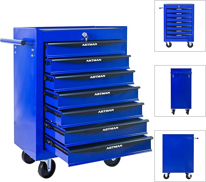 7 Drawers Tool Cart on Wheels, Multifunctional Rolling Tool Box, Drawers Rolling Trolley Organizer Tool Storage Chest for Warehouse,Garage,Workshop,Repair Shop (7 Drawers-30.5" H)