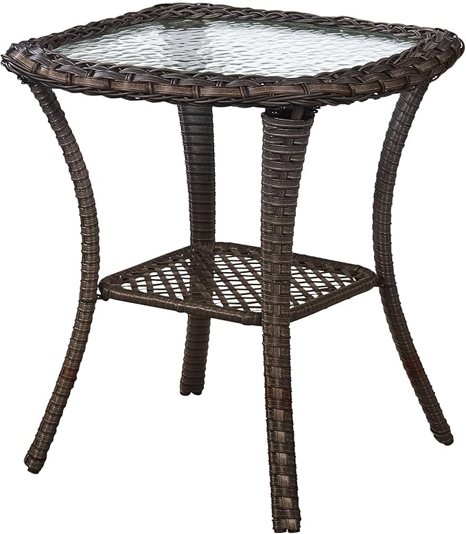 Outdoor Swivel Rocker Patio Chairs Set of 4 with Fire Table - 5" Thick Cushion 6 Piece Furniture Set with Fire Pit Table All Weather Wicker Conversation Set for Porch Deck - Brown/Beige