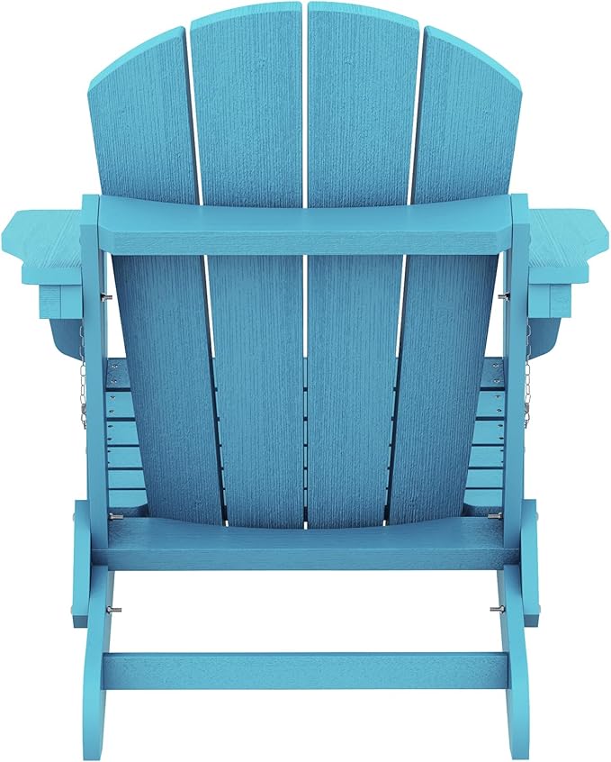 SERWALL Folding Adirondack Chair Outdoor Adirondack Chairs Weather Resistant Patio Chair Fire Pit Chairs - Light Blue