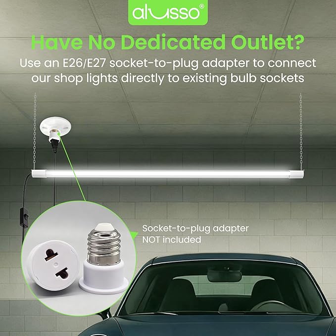 ALUSSO® 5CCT LED Shop Lights for Workshop 4FT, 4800LM Super Bright Garage Ceiling Lights, 20W 30W 40W Adjustable, 2700K 3000K 4000K 5000K 6500K Selectable Basement Warehouse Lighting, ETL, 2 Pack
