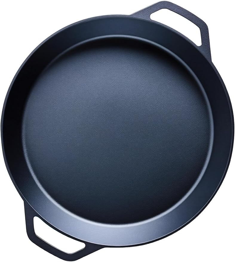 LI-GELISI 24-inch Pre-Seasoned Cast Iron Skillet - Dual Assist Handles - Nitrided Rust-Proof - For Oven, Stovetop, Grill & Campfire