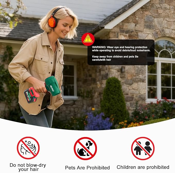 Cordless Leaf Blower with 2×4.0Ah Batteries & Charger, Powerful Electric Blower for Patio, Lawn Cleaning, Leaves & Dust - Portable & Lightweight