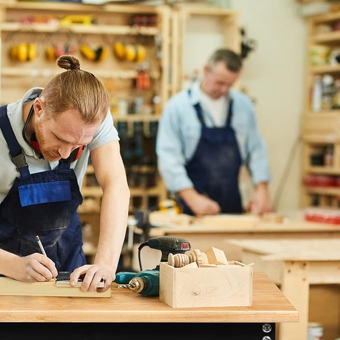 Betterhood Adjustable Height Workbench, 60" Rubber Wood Top Heavy Duty Workstation with Power Outlets, 2000 LBS Load Capacity Hardwood Worktable for Workshop, Garage, Office, Home, Commercial