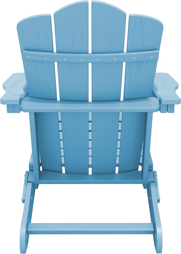 KINGYES Folding Adirondack Chair Set of 2, HDPE All-Weather Folding Adirondack Chair, Light Blue