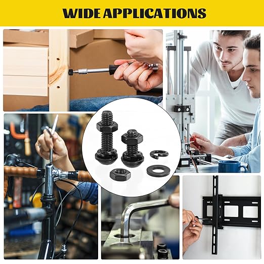 560PCS M6 Hex Socket Button Head Bolt Assortment Kit, M6-1.0x10/12/14/16/20/25/30/35 mm Button Head Cap Bolts Nuts Washers Screws Assorted Set, Grade 12.9 Alloy Steel Black Zinc Plated