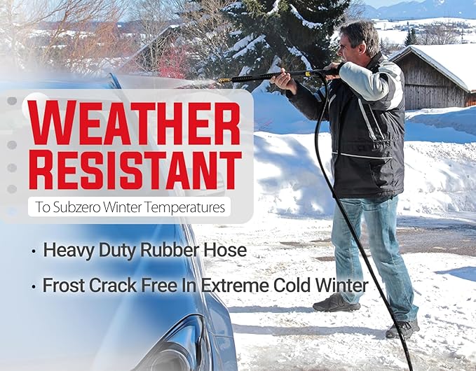 YAMATIC 5/16" Flexible Pressure Washer Hose 100FT, Kink Resistant Swivel 3/8" Quick Connector, 4000 PSI High Durability Cold Hot Water Max. 212°F, Fit Most Residential and Commercial Pressure Washer