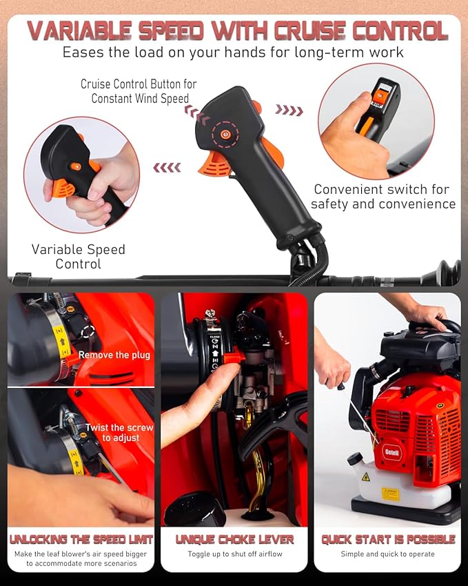 Professional Gas Powered Backpack Leaf Blower – 2-Stroke High-Performance 63CC/665 CFM Blower System with Comfort Design for Complete Property Maintenance (GB657 PRO)