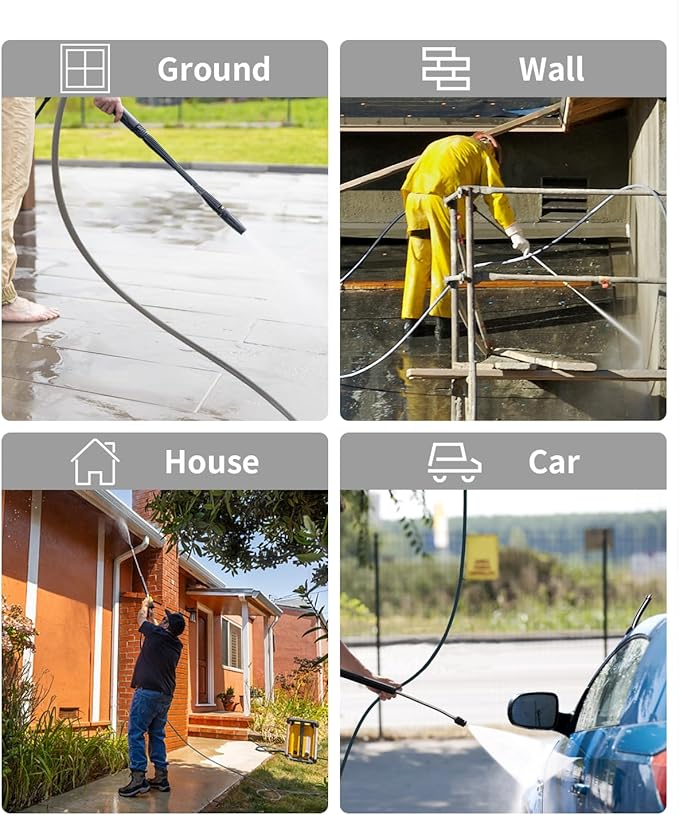 Pressure Washer Hose 100FT 3/8" for Cold and Hot Water 212°F, with Swivel Quick Connect, 4500PSI Kink Resistant Grade Steel Wire Braided, Power Washer Hose With 2pcs M22-14mm Adapter
