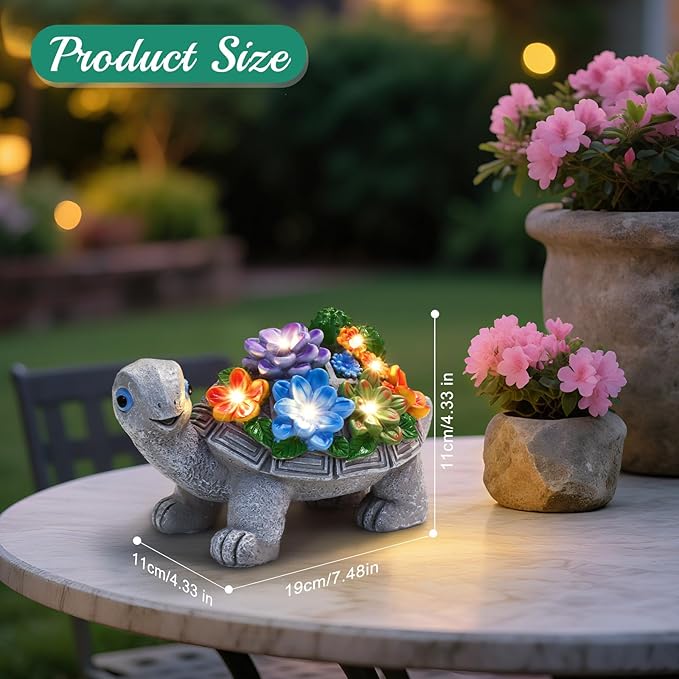 Linkax Garden Turtle Christmas Gifts for Grandma Mom Women, Birthday White Elephant Gifts for Adults Her Sister, Solar Lights Outdoor Garden Decor for Outside Yard Patio House Warming Gift New Home