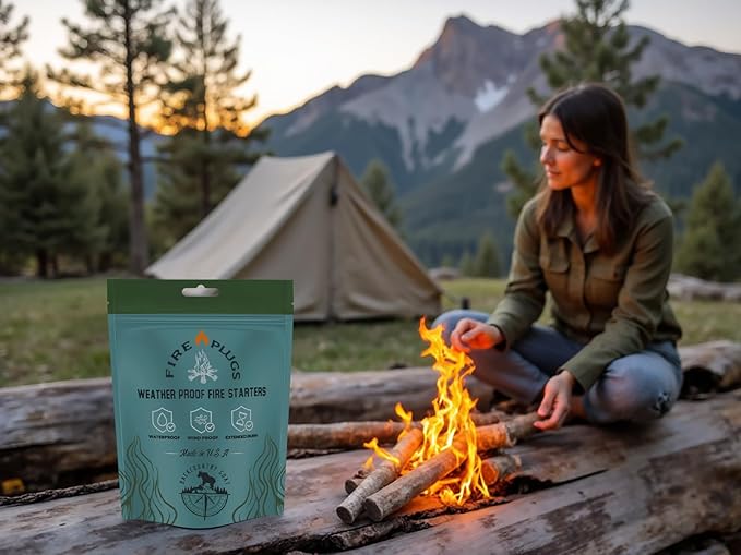 100% Waterproof Fire Plugs Fire Starters (50 Pack), BBQs, Smokers, Fire Pits, Fireplaces | Natural, Easy to Light, Emergency Ready
