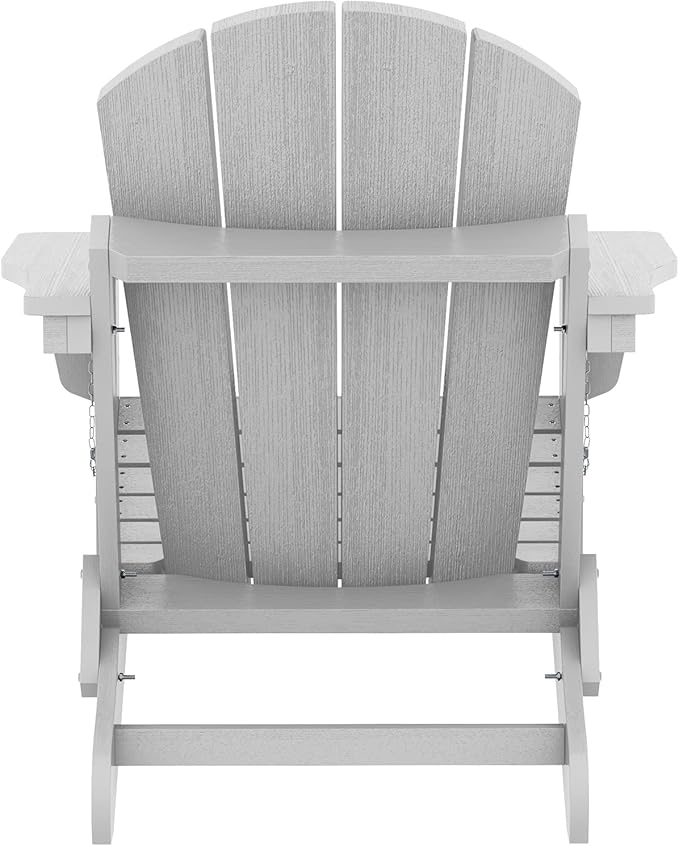 SERWALL Folding Adirondack Chair for Patio Garden Outdoors Fire Pit- Spanish Gray