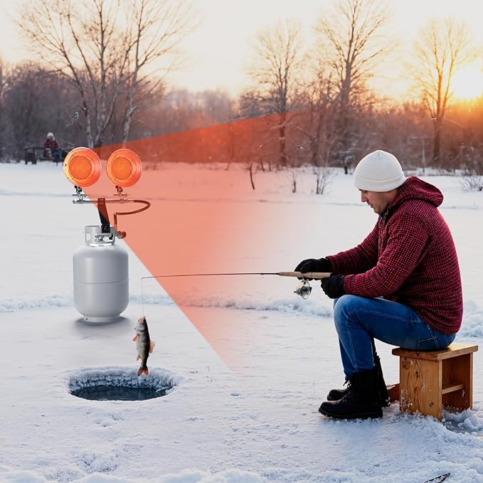 30,000 BTU Double Tank Top Portable Propane Radiant Heater, Portable Gas Heater with 3 Heating Modes, Shut-off Valve and Tip-over Protection
