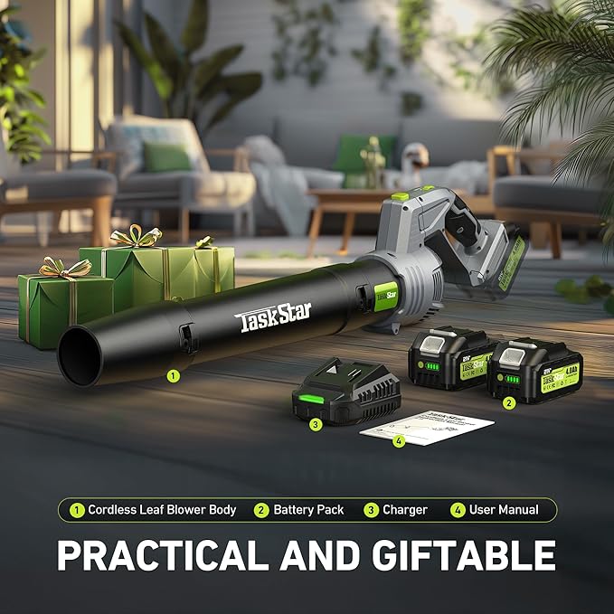 Leaf Blower for Lawn Women: 550CFM Battery Electric Cordless Small Blower with Swivel Head Total 8.0 Ah Battery & Charger - Mini-Leaf for Decker Car Patio Yard