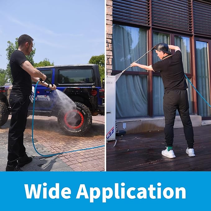 POHIR Power Washer Whip Hose 5ft Pressure Washer Jumper Hose With 4800PSI Steel Whip Line 3/8" Quick Connector