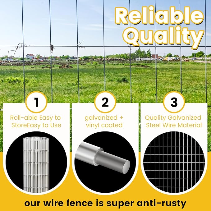 Welded Wire Fence, 4Ft x 50Ft 15Ga Chicken Wire Fencing, Garden Border Fencing Roll Metal Wire Mesh for Yard Vegetable Plant Protection Poultry Netting
