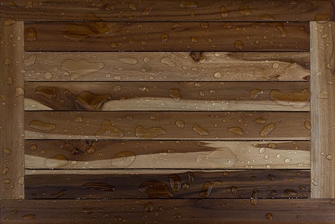 EcoDecors Eleganto 30 Inch Natural Color Waterproof Teak Wood Shower Bench Stool Seat Chair For Inside Shower Provides Safety, Storage, and Organization For Bathroom Accessories
