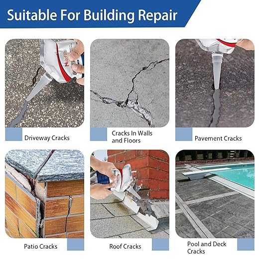 Cement Crack Sealant, Concrete Crack Filler, Waterproof Concrete Repair Filler, Weather-Resistant Cement Sealant, Flexible Caulking Glue for Driveway, Sidewalk, Wall, and Foundation (2 Pcs)