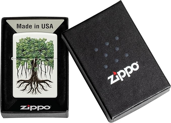 Zippo Tree of Life Texture Print Design White Matte Pocket Lighter