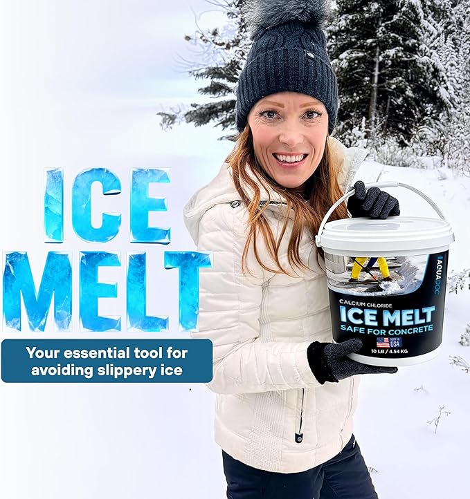 AquaDoc Ice Melt Safe for Concrete - Snow Salt & Rock Salt for Snow, Calcium Chloride Ice Melt for Driveway & Sidewalk Effective at -25°F, 10 Pounds
