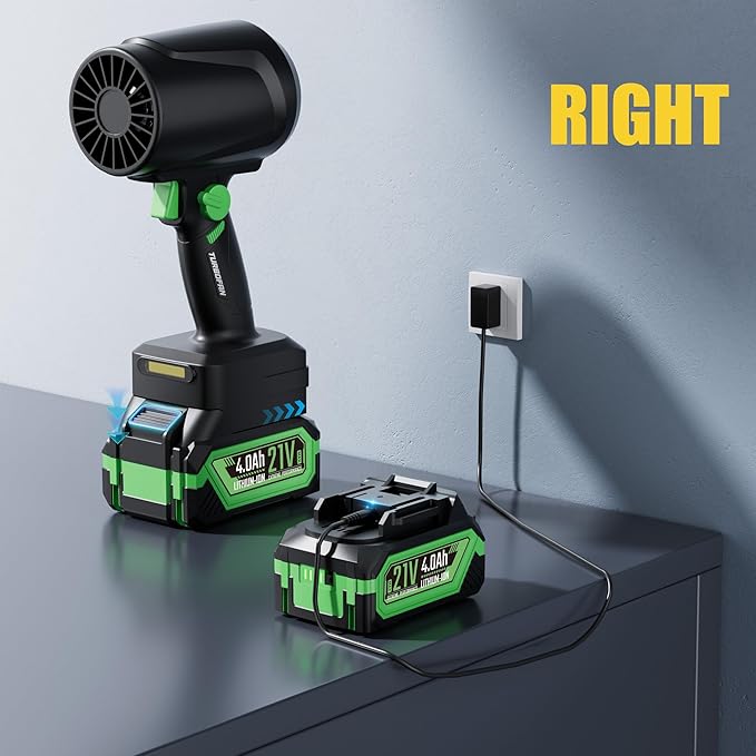 Turbo Dryer Blower for Car, Electric Cordless Leaf Blower with Led, Infinitely Variable Speed, 1300G Max Thrust, 21V 4.0Ah Battery Pack, Perfect for Car Drying, Yard Cleanup