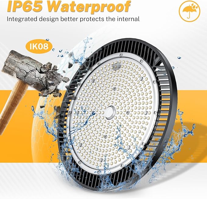 1Pack 200W LED High Bay Lights Super Brightness 150lm/w 5000K AC100-277V IP65 High Bay LED Shop Lights can be Replaced 800W HPS for Warehouse Workshop Gym Garage Barn FCC Listed