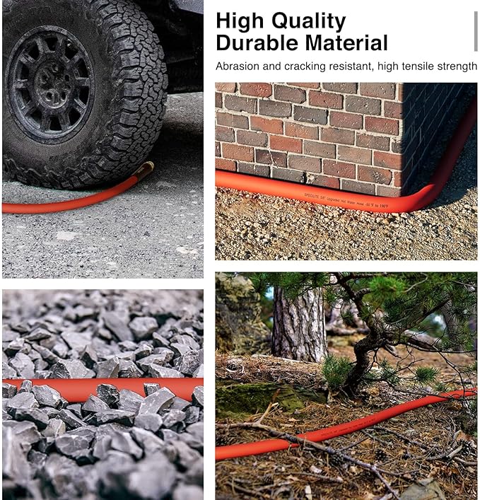 SPECILITE 5/8" Hot/Cold Garden Water Hose 150 ft, -50℉-190℉,Flexible & Lightweight With 3/4" Brass Fittings for Yard, Outdoor, Farm, Red