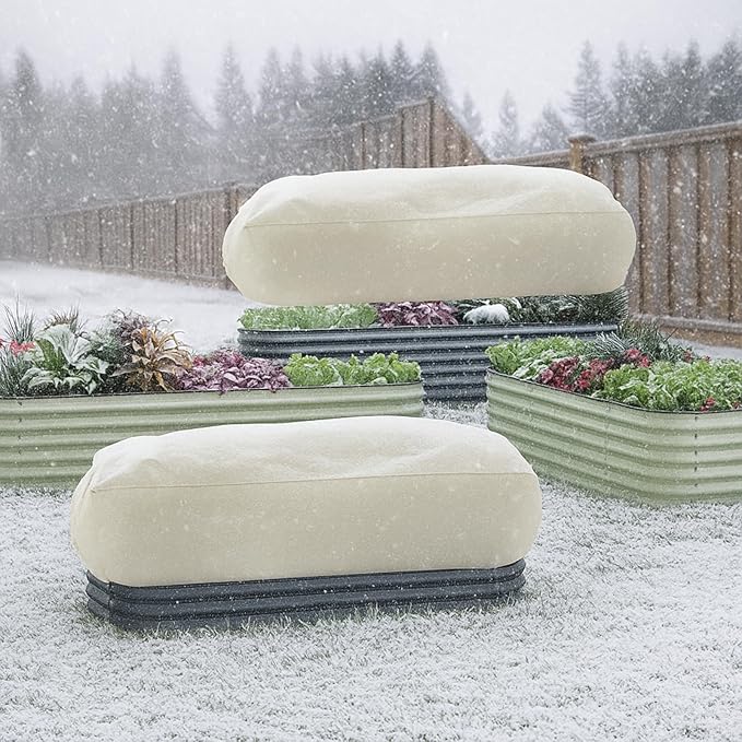 2 Pcs 102" x 51" Raised Garden Bed Cover for Winter Large Plant Covers Freeze Protection with Zipper Drawstring Frost Cloth Blanket Protection Box Bags for Garden Outdoor Plants Bush