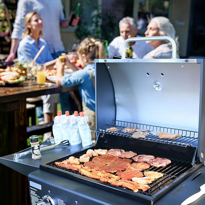 Outdoor Propane Grill 3 Burner gas grill, Outside Grill 30,000 Btu Gas bbq grill Built-In Accurate Thermometer. Asadores de gas for PatioGarden Barbeque With Foldable side table.