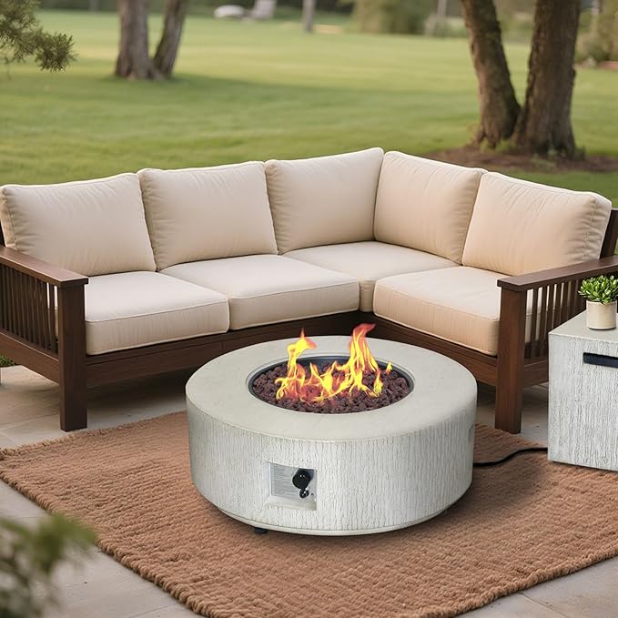Afterglow Firepits All Terrafab External Gas Tank for Outdoor Use Round 50000Btu, Gray