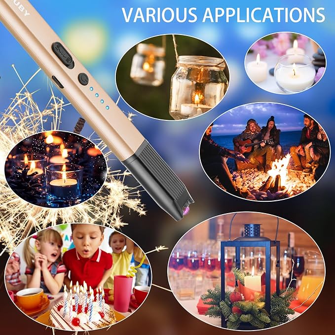 MEIRUBY Electric Candle Lighter (USB Rechargeable Arc Windproof Flameless ), Mothers Day Gifts for Women Mom Nana Wife Sister Nana Men Dad Boyfriend