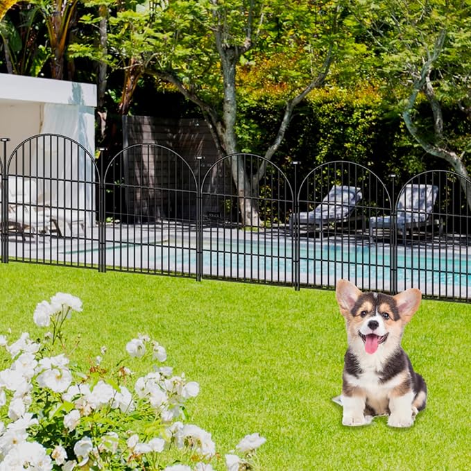 Tall Garden Fence with Gate 40 in(H)x26.2 Ft(L), 12 Panels Dog Fence Outdoor for Yard, No Dig Garden Fence Border,Heavy Duty Metal Temporary Rabbit Dog Fences Animal Barrier for Outdoor Yard