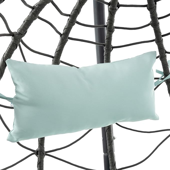 Egg Chair with Stand Wicker Hanging Swing Chair for Patio Balcony Indoor Outdoor Living Room Bedroom Includes Cushion for Comfort