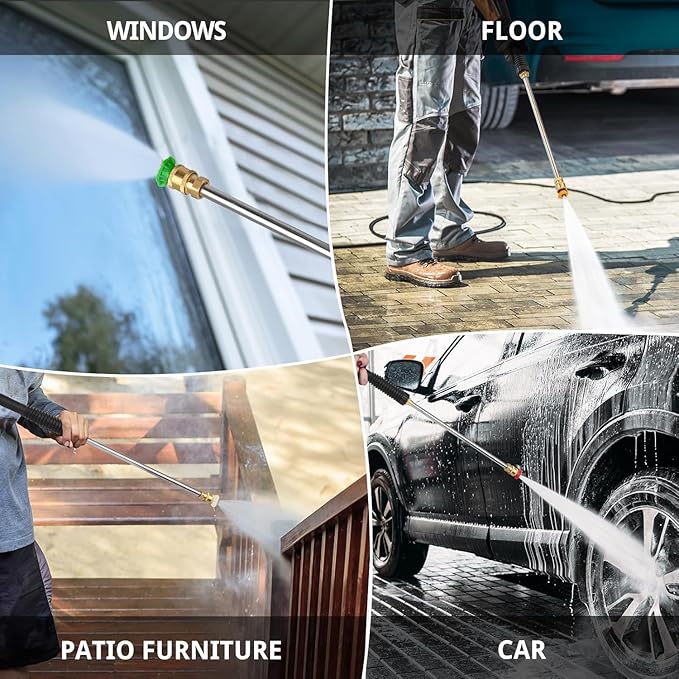 PowerSmart 2600 PSI Electric Pressure Washer with Induction Brushless Motor, 1.2 GPM High Pressure Cleaner, 5 Nozzles, 8” Wheels, Detergent Tank, for Car, Patio, Fence, Driveway Cleaning