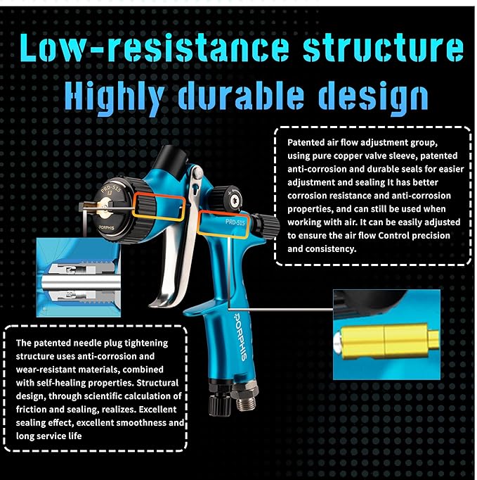 Automotive Refinishing Spray Gun PRD-515 Middle Pressure 1.3mm Nozzle Paint Spray Gun, Blue