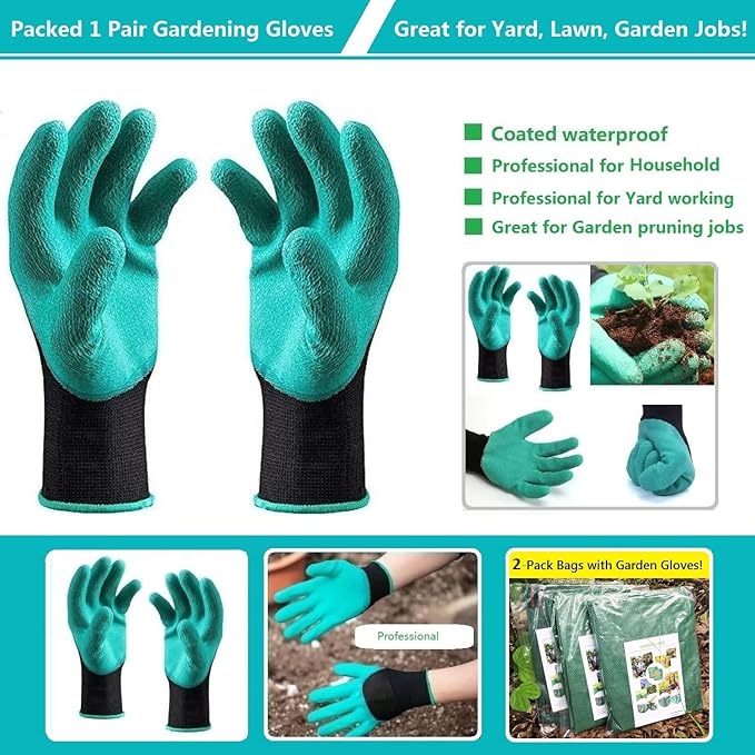 Professional 2-Pack 72 Gallon Yard Lawn Garden Bags Large (D26, H30 in) with Gardening Gloves for Leaf Bag,Yard Waste,Debris Bag,Camping Trash Container,Recycle Bin,Grass Clippings,Weed Bags 4 Handles