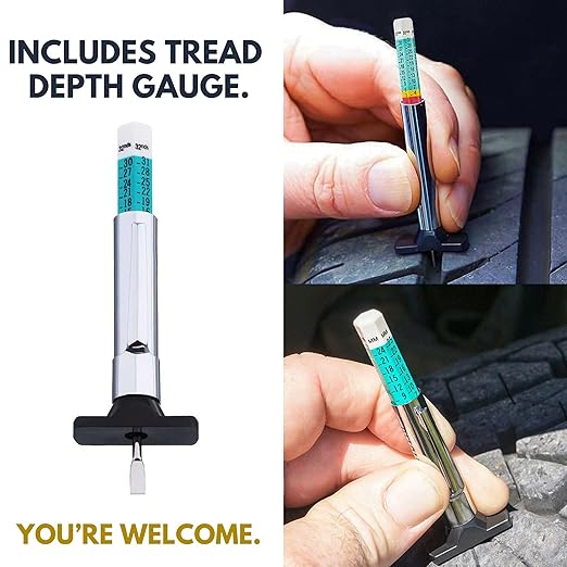 Tire Lube Brush Applicator Swab (3-Pack), 11.5" Length, Includes Tread Depth Gauge
