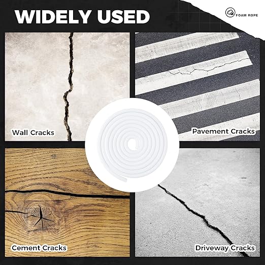 1 Inch x 50 ft Foam Backer Rod for Gaps Joints Concrete Crack Filler Caulk Saver Bulk Foam Backing Rod Concrete Filler Rope for Weather Stripping Door Seal (White)