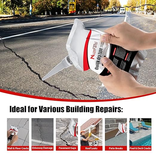 Asphalt Crack Filler, Crack Repair Sealant, Driveway Crack Sealer for Asphalt & Blacktop, Fast-Drying, Weather-Resistant, Easy to Apply Pavement Repair Sealant(2 Pcs,2.2LB)