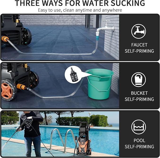 2025Upgraded Pressure Washer 4500PSI with 4 Quick Connect Nozzles,Inlet Hose & Filter, Foam Cannon for Cars/Fences/Driveways/Patios/Home Cleaning,Red