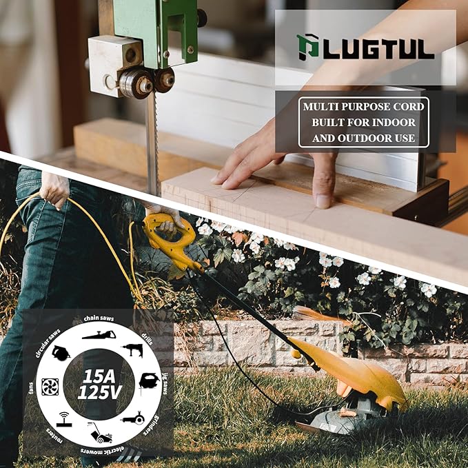 PLUGTUL 12 Gauge Extension Cord 100 Ft, Heavy Duty Outdoor Extension Cord Waterproof Lighted End SJTW, 3 Prong Grounded Plug for Safety, 15A 1875W, ETL Listed, Great for Garden and Home, Yellow
