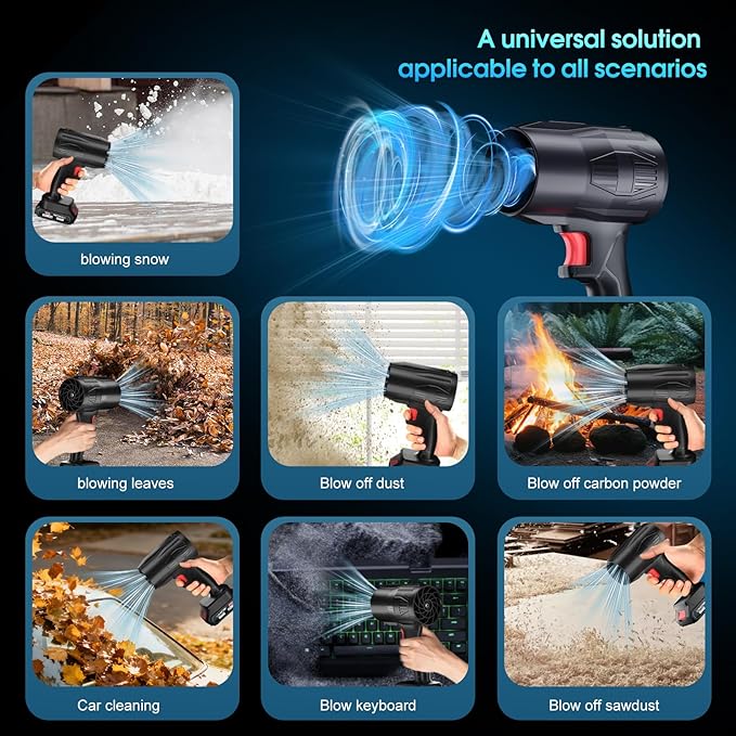 Cordless Leaf Blower,21V Electric Handheld Leaf Blower,with 2×4.0Ah Batteries & Fast Charger,500000RPM Blower for Patio Cleaning, Lawn Care, Blowing Leaves and Dust