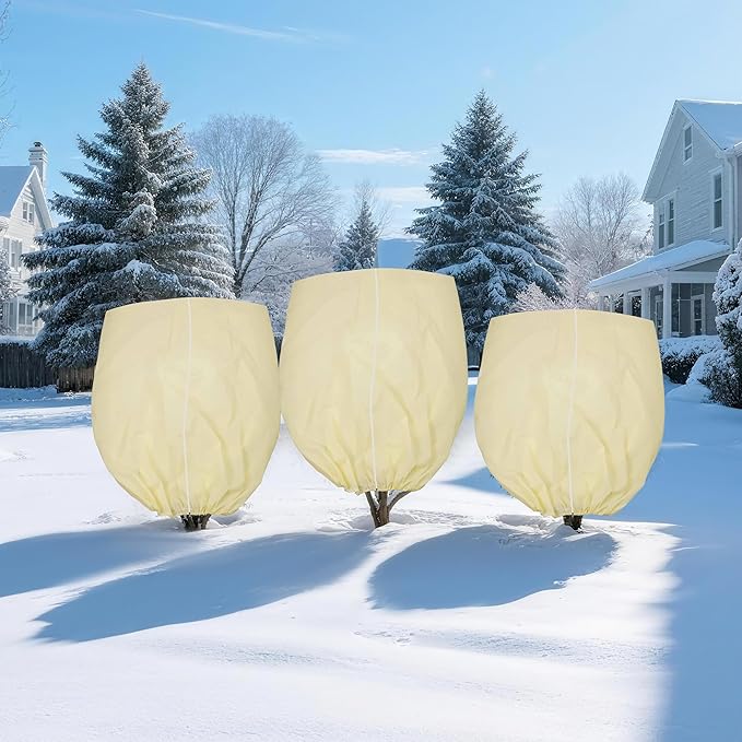 142x100inches Huge Plant Covers Freeze Protection,Frost Cloth for Outdoor Plants, 2.5 oz/yd² Thickened Winter Tree Covers with Zipper Drawstring,1 Pack Frost Blanket from Wind,Pest and Animal.