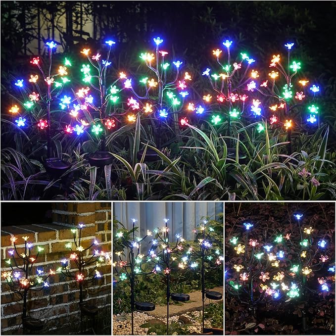 Solar Garden Lights Waterproof, Solar Outdoor Lights Decorative 8Pack, 160Led Solar Powered Flowers Garden Decor, Outdoor Fairy Light for Yard,Pathway,Lawn,Outside Garden Christmas Decorations