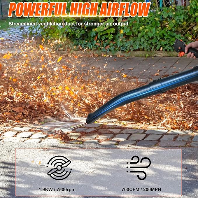 Backpack Leaf Blower, 63cc Backpack Blower, 700 CFM/200 MPH, for Wet Leaf & Debris Clean & Snow Removal
