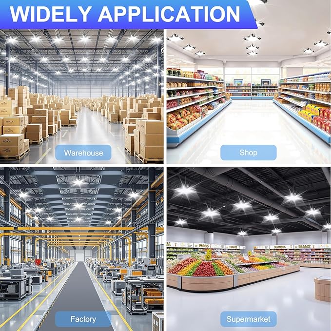 UFO LED High Bay Light 240W 6 Pack High Bay LED Shop Lights 36,000LM 5000K 0-10V Dimmable 5' Cable with US Plug ETL Listed High Bay Lights for Shop Warehouse Factory Barn Black