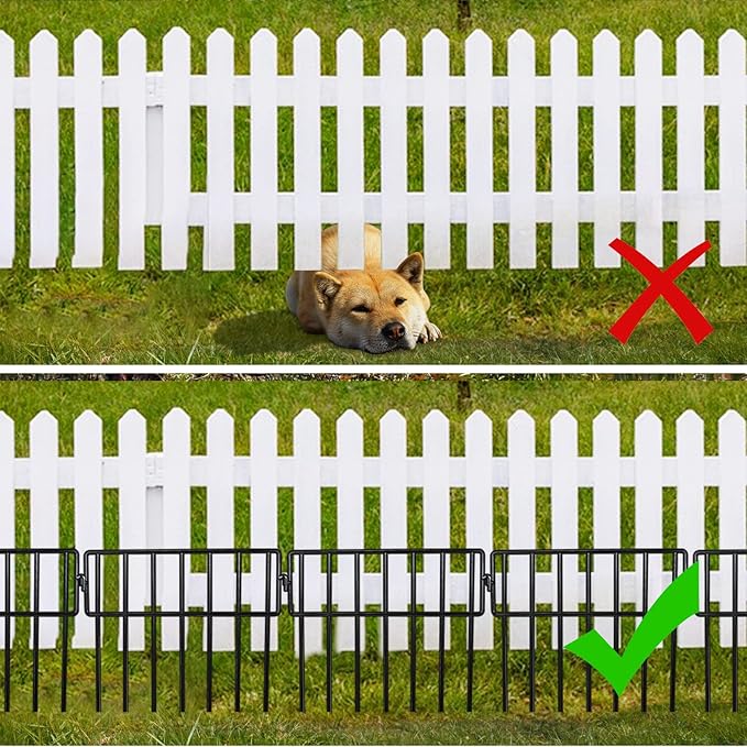 ADAVIN 54 Pack Animal Barrier Fence, 15 in(H) X 54 Ft(L) Dog Digging Fence Barrier, 1.5in Spike Spacing Rustproof Metal No Dig Garden Fences for Dog Rabbit, Fences Blocker for Outdoor Yard Patio