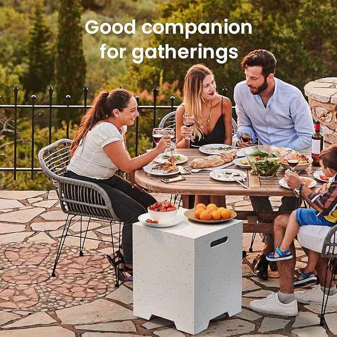 COSIEST Propane Tank Cover with Side Handles,20lb Gas Tank Cover,15.7 inch Outdoor Hideaway Tank Table for Gas Fire Pits-Terrazzo Colorful