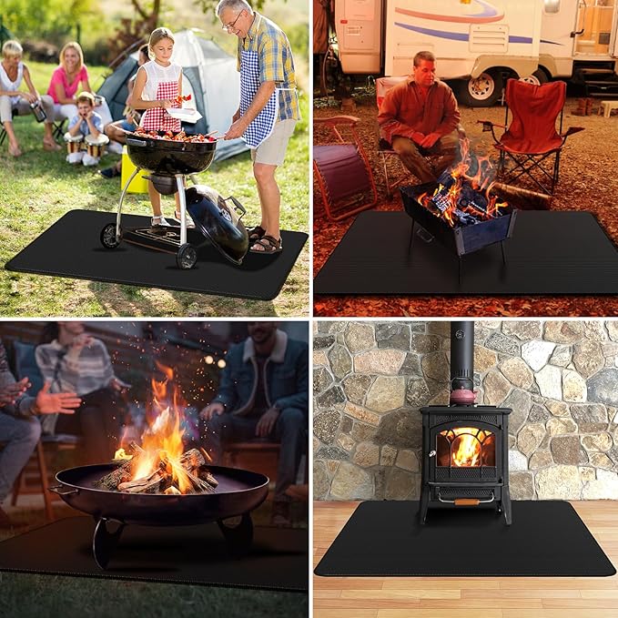 76x48in Under Grill Mats for Outdoor Grill,Waterproof,Oilproof and Fireproof Fire Pit Mat,BBQ Matt for Under Grill,Indoor Fireplace Mat,BBQ Protector for Decks and Patios