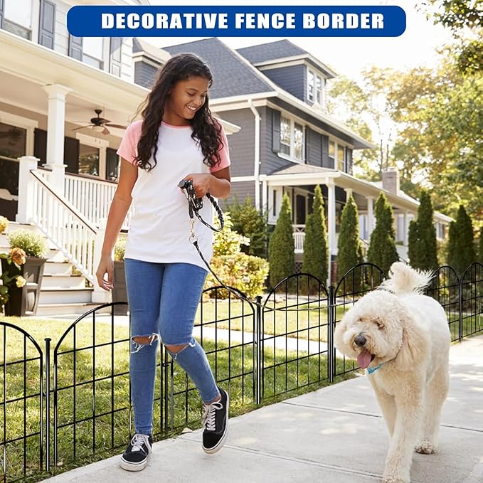 26 Pack Decorative Garden Fence, 17in X 28ft Arched No Dig Fence Border, Garden Edging Border, Rustproof Metal Animal Barrier with Ground Stake for Dog, Rabbit, Outdoor Yard Patio Decor